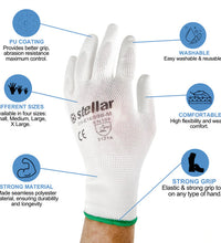PU Coated Nylon Gloves, White, 12 Pr/ Bag - Eagle Global Solution