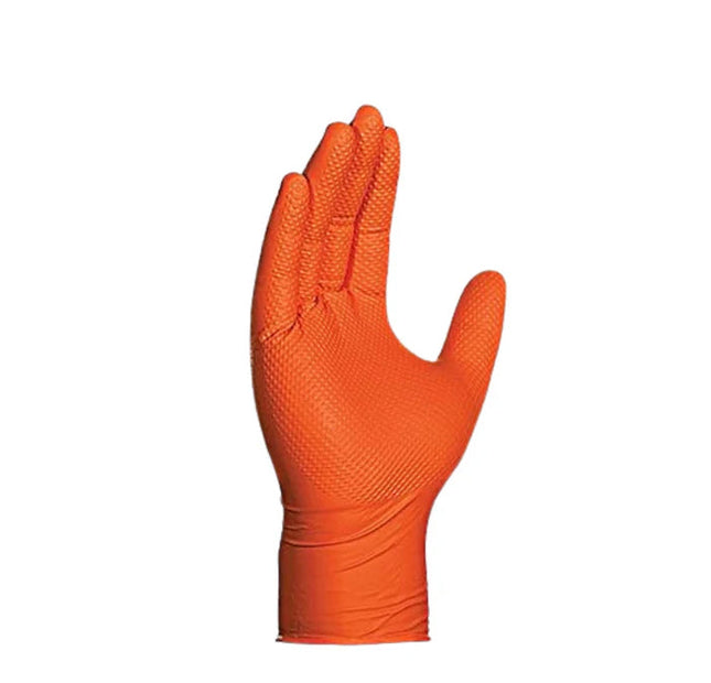 Duracore Orange Nitrile Gloves 8 Mil – Heavy-Duty, Diamond Textured, Industrial-Grade - Eagle Global Solution