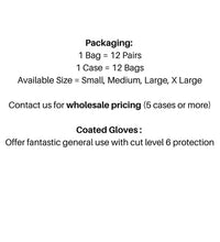 Black PU Coated Gloves, Cut Level 6 - 12 Pr / Bag - Eagle Global Solution