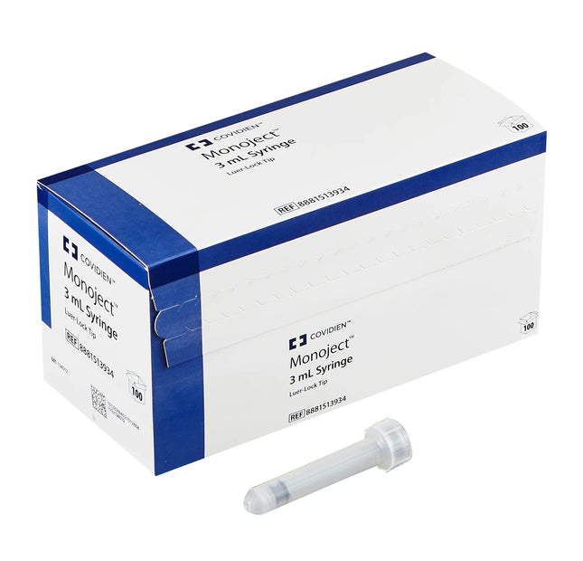 Monoject™ 3 ml Syringe with Luer Tip, 100/Pkg