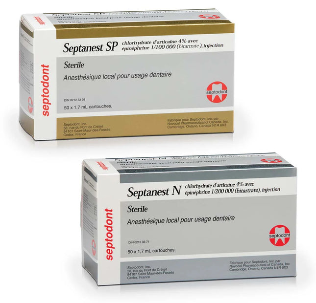 Septanest Articaine HCl 4% Injection – Septodont 50/Box