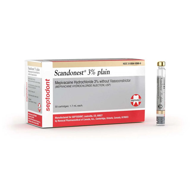 Scandonest® 3% Plain Mepivacaine HCI 3% without Vasoconstrictor – 1.7 ml cartridge, 50/Pkg
